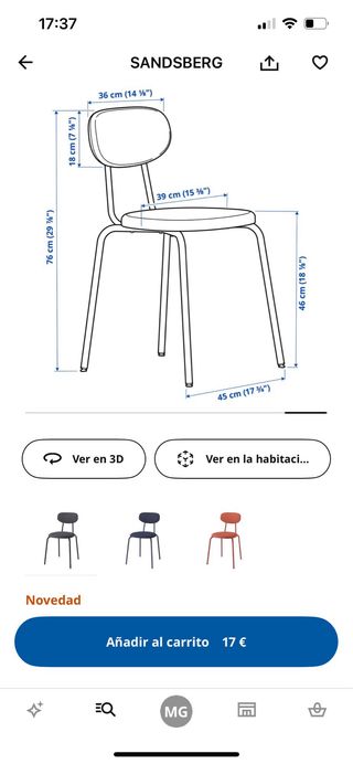 2 Sillas Ikea Sandsberg Negras