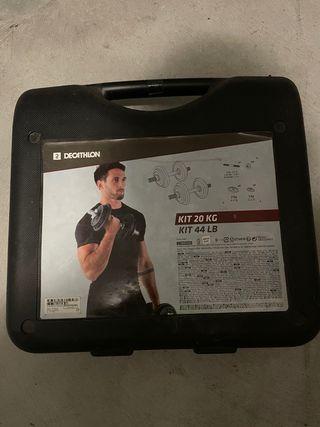 Caixa arrumação Kit Halteres Decathlon 20kg
