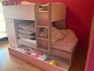 Cama litera madera y tela