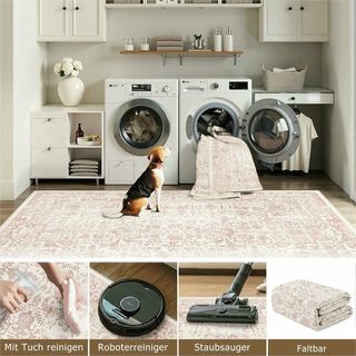 Alfombra HUGEAR Rosa Vintage Antideslizante 150x210cm