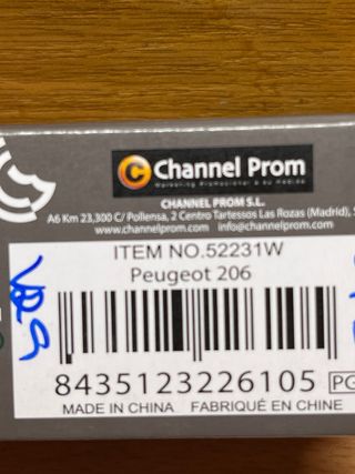 Coche Peugeot 206 Super 9 Escala 1:60