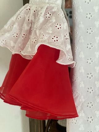 Vestido Flamenca Blanco y Rojo