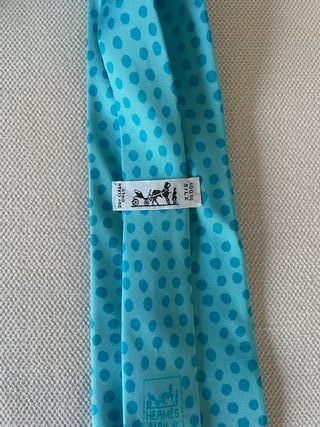 Corbata Hermes Seda Azul Puntos