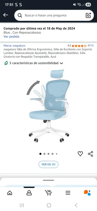 SILLA ESCRITORIO U OFICINA 55€