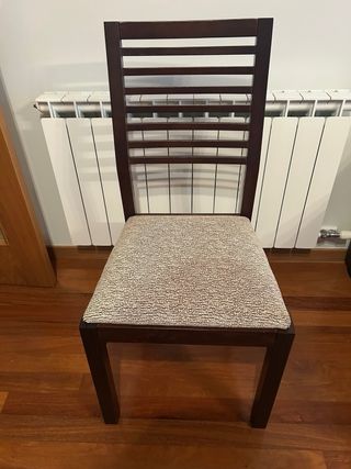 Tavolo da pranzo in legno-vetro con 6 sedie imbottite