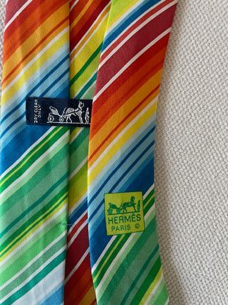 Corbata Hermes Seda Multicolor Rayas