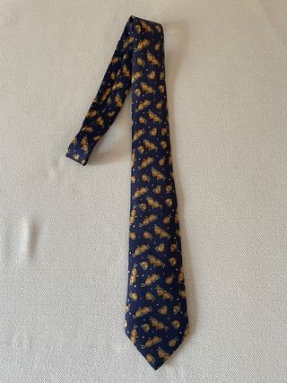 Corbata Hermes Seda Azul y Dorada