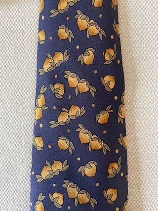 Corbata Hermes Seda Azul y Dorada