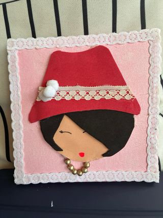 Cuadro Mujer Vintage Rojo y Rosa