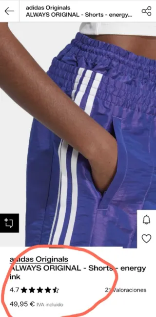 Pantalón corto retro Adidas morado brillante XXS