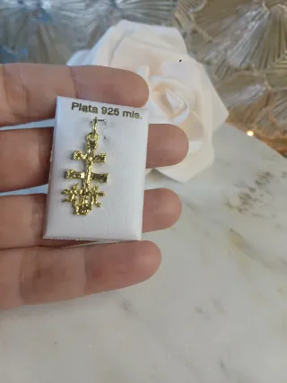 Cruz Caravaca Plata 925 Chapado Oro 18k