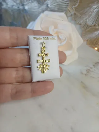 Cruz Caravaca Plata 925 Chapado Oro 18k