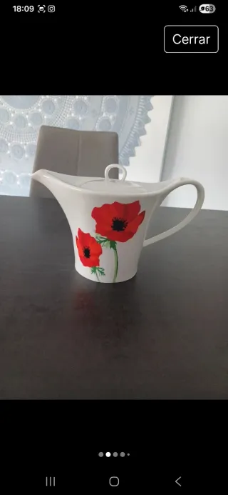 Juego tetera, jarrita y azucarero porcelana