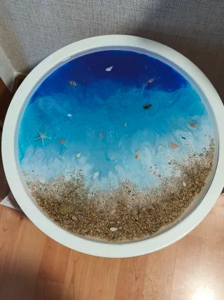 Mesa auxiliar temática playa resina