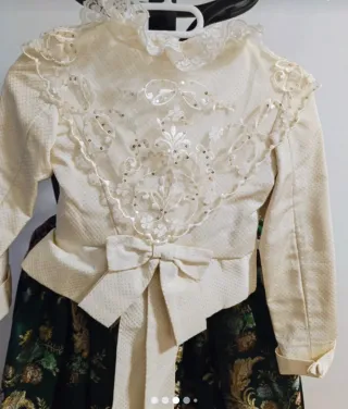 Vestido Fallera Niña Beige y Verde