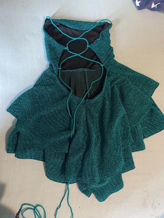 Vestido corto brillante verde azulado