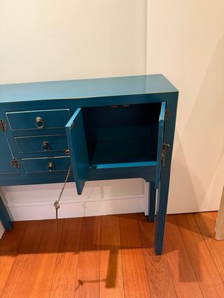 Consola Oriental Azul 3 Cajones 4 Puertas