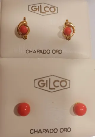 Pendientes Gilco Chapado Oro Coral. Lote de 2.