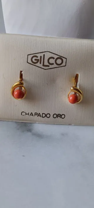 Pendientes Gilco Chapado Oro Coral. Lote de 2.