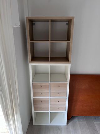 Estantería modular madera y blanca