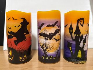 Velas Halloween Bruja Murciélagos Castillo