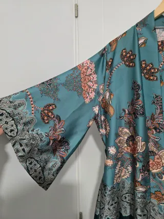 Kimono y Pantalon Azul Estampado Talla Única