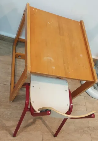 Mesita y Silla Infantil Madera y Metal