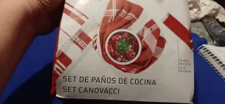 Set 5 canovacci/asciug. cucina con occhiello