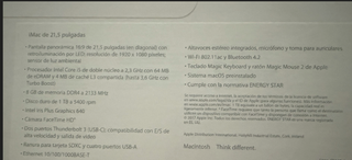 iMac 21,5 2017 Plata Nuevo