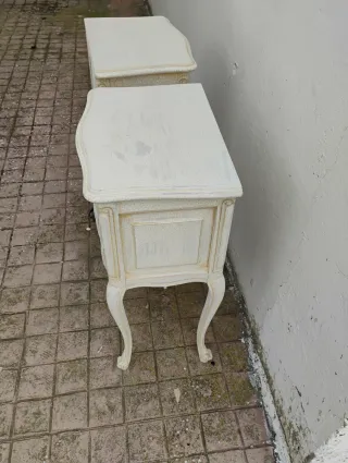 Pareja Mesitas Noche Antiguas Madera