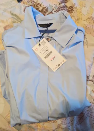Camisa popelín azul nueva Zara