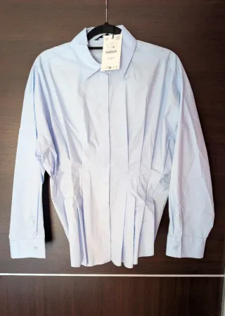 Camisa popelín azul nueva Zara