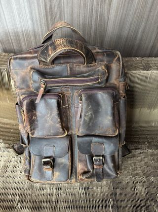 NUEVO MOCHILA ELEGANTE CUERO AUTENTICO