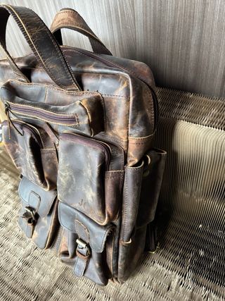 NUEVO MOCHILA ELEGANTE CUERO AUTENTICO