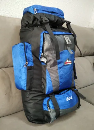 Mochila 80L Gran Capacidad Negra y Azul