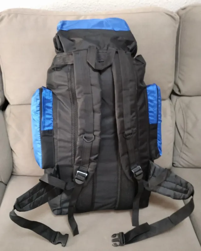 Mochila 80L Gran Capacidad Negra y Azul