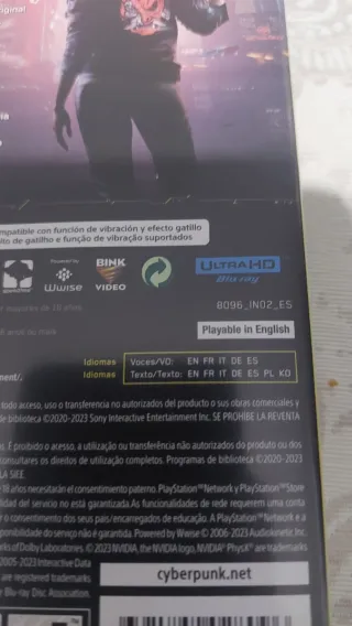 Cyberpunk 2077 PS5 Juego Físico sólo