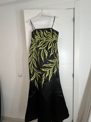 Vestido de fiesta negro y verde