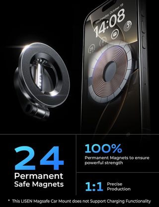 LISEN Soporte Movil Coche Magsafe [24 Imanes Fuert