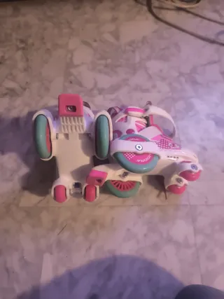 Patines Hudora rosas y blancos