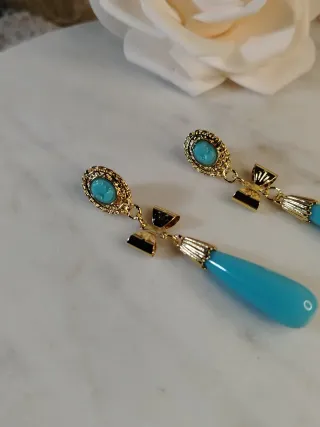 Pendientes Vintage Oro 18k y Turquesa