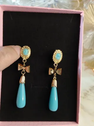 Pendientes Vintage Oro 18k y Turquesa