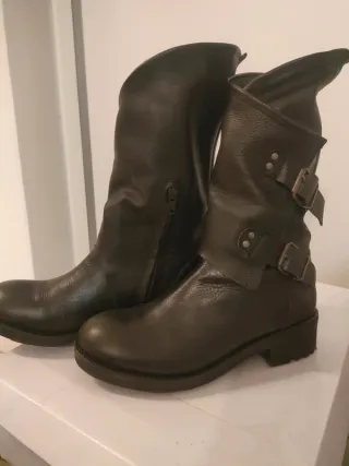 Stivali biker pelle nera tg 38