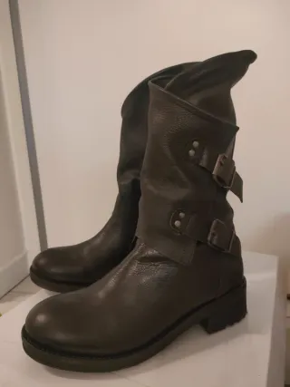 Stivali biker pelle nera tg 38