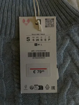 Jersey Zara Ski azul trenzado talla S