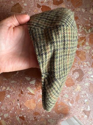 Gorra cuadros tweed marrón y verde