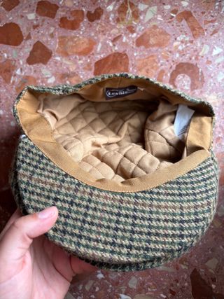 Gorra cuadros tweed marrón y verde