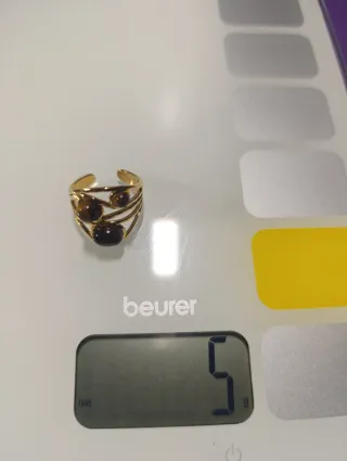 Anillo acero laminado dorado Ojo Tigre