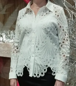 Blusa blanca tipo encaje mujer