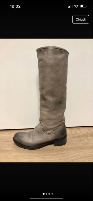 Stivali in pelle vintage grigi